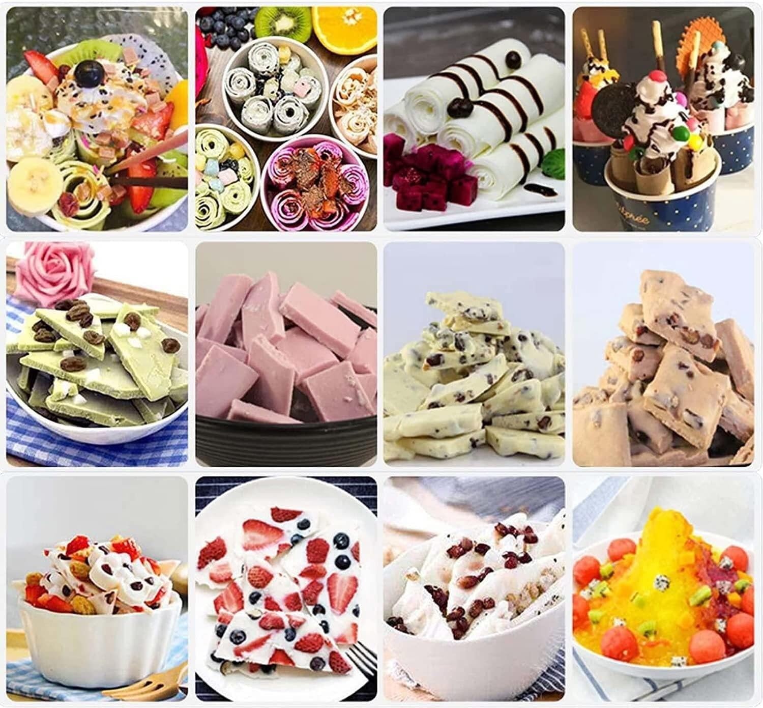 Ice Cream Maker, Fried Ice Cream Roll Machine, Stainless Steel Commercial Rolled Ice Cream Maker with 2 Scrapers, for Making Ice Cream