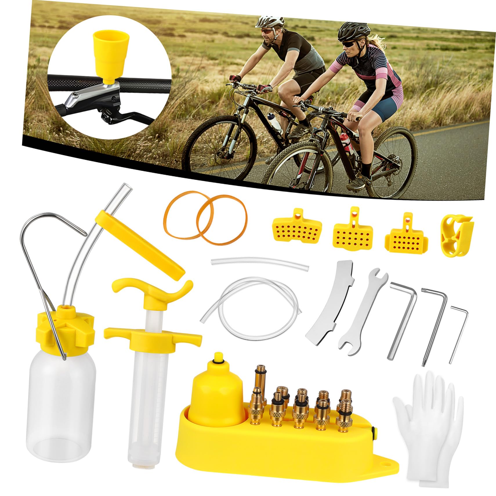 BESPORTBLE Kit di Spurgo Freni per Bicicletta, Strumento per Freni a Disco Idraulici per Mountain Bike, Riempimento Olio, Installazione Facile, Plastica e Rame