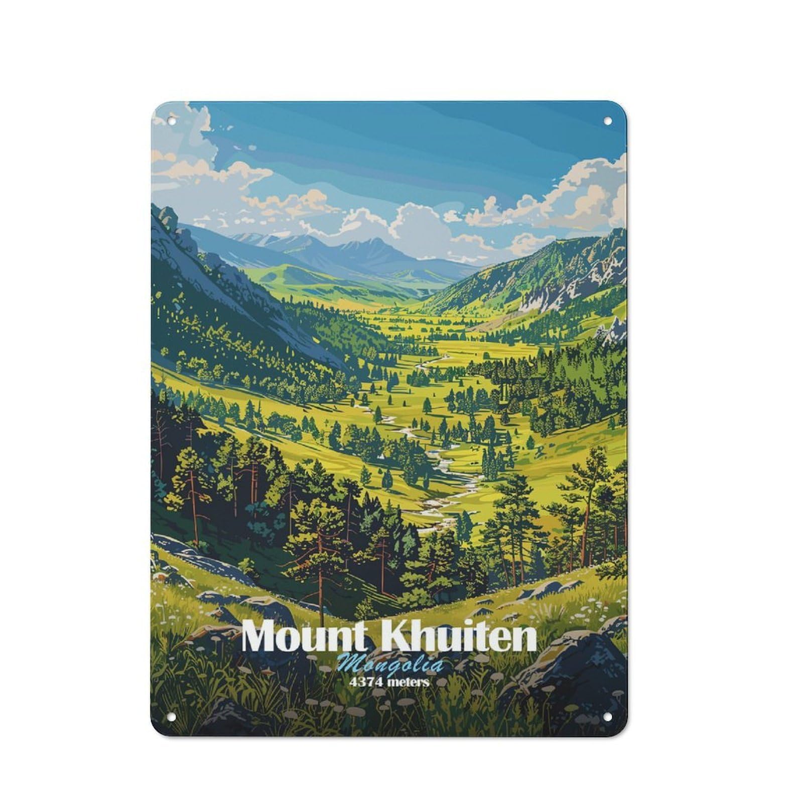 Junmoney Style Cosy Mount Khuiten, Mongolia Metal Plaque 40X30cm, Kitchen Wall Decor For Kitchen, Cafe, Pantry Or Dining Room