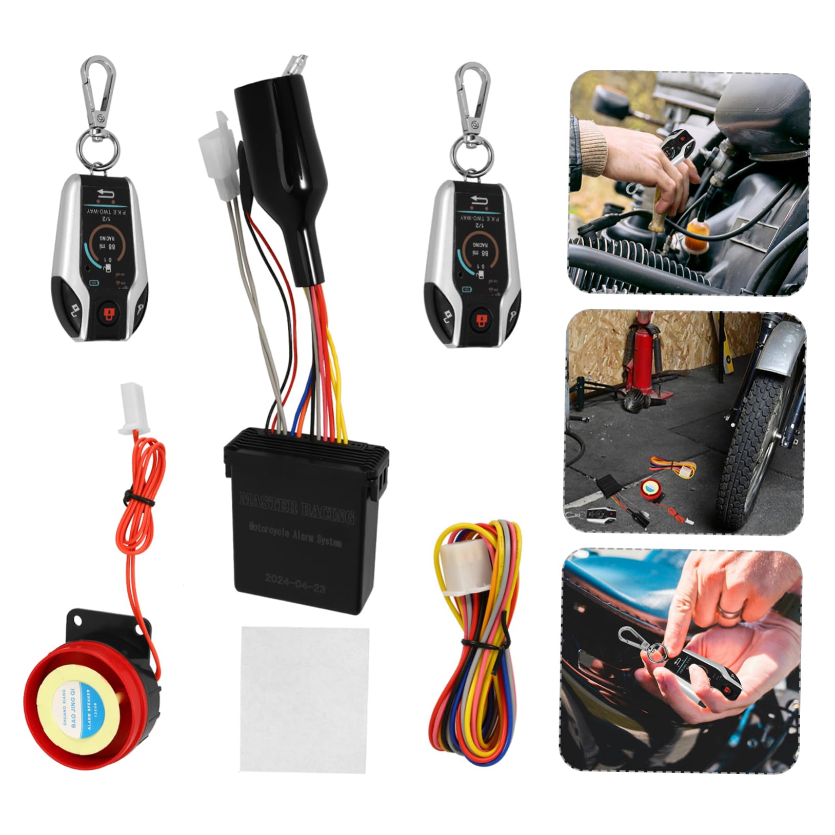Kit Antifurto per Motociclette con Funzione di Avvio e Blocco Automatico Motore con Telecomando, Dispositivo di Sicurezza in Plastica