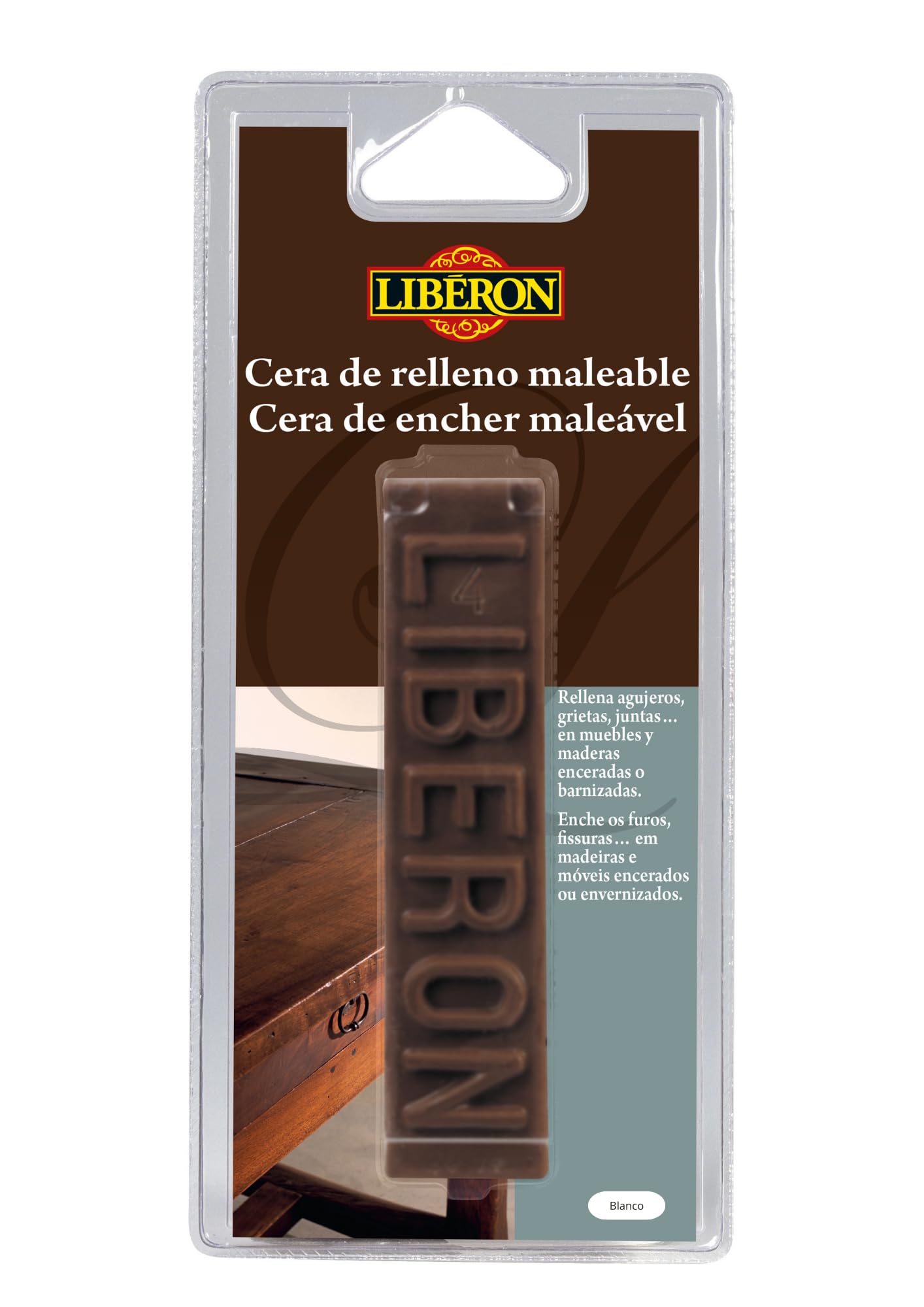 Liberon - Cera maleable de relleno para madera blanco 18ml