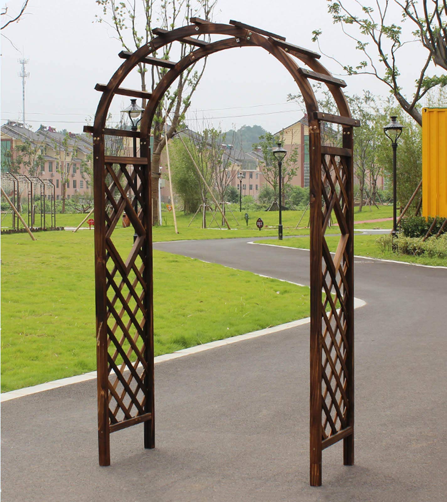 Metalowy łuk ogrodowy, pergola, altana, drewniany łuk ogrodowy, do domu, ogrodu, na ceremonię na zewnątrz, łuk ślubny, dekoracja kwiatowa, pergola, na zewnątrz, na patio, naturalna