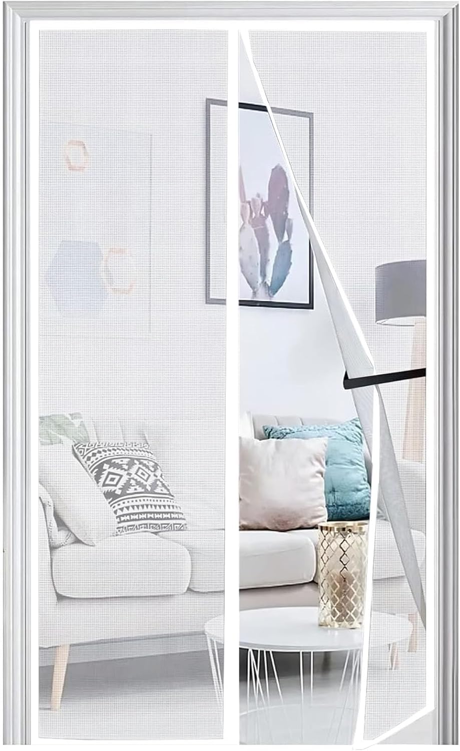 Panngu Fliegengitter Balkontür Magnet 80x190cm, 2024 Verstärkt Fliegenvorhang Terrassentür Magnete Türe Ohne Bohren, Fliegennetz Balkon Insektenschutz Tür, Magnetische Moskitonetz Vorhang Weiß