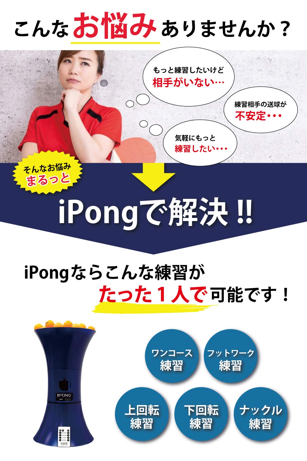 ipong pro アイポンプロ 自動卓球マシン （自動卓球練習機 『 IPONG  