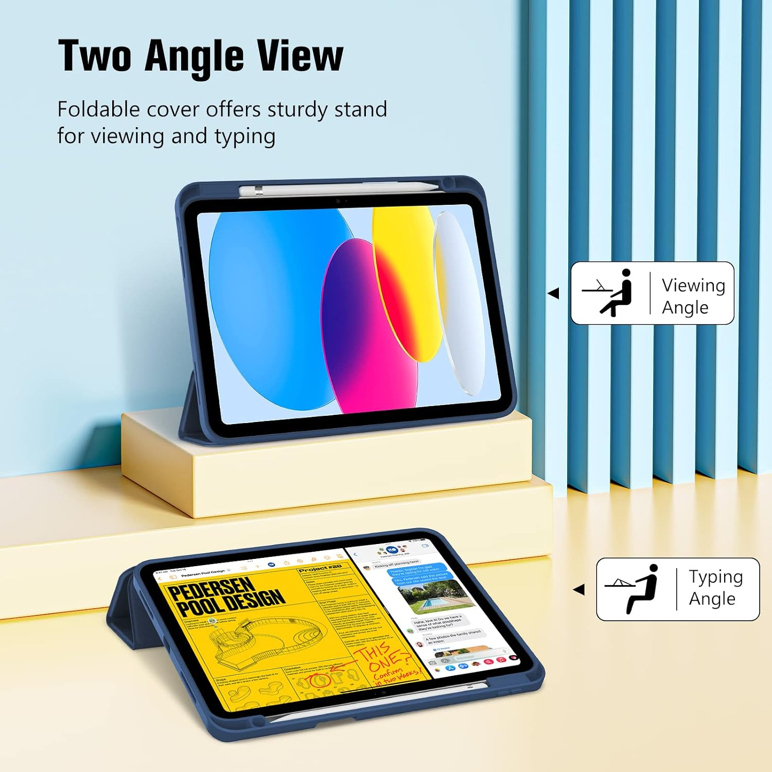 ProCase for iPad A16 11th/10th Generation Case with Pencil Holder -Navy image 4
