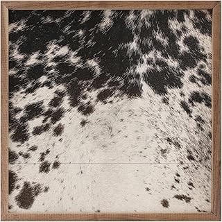 Kendrick Home Western Wall Decor - Black Cowhide Wall Art, Western Woode...
