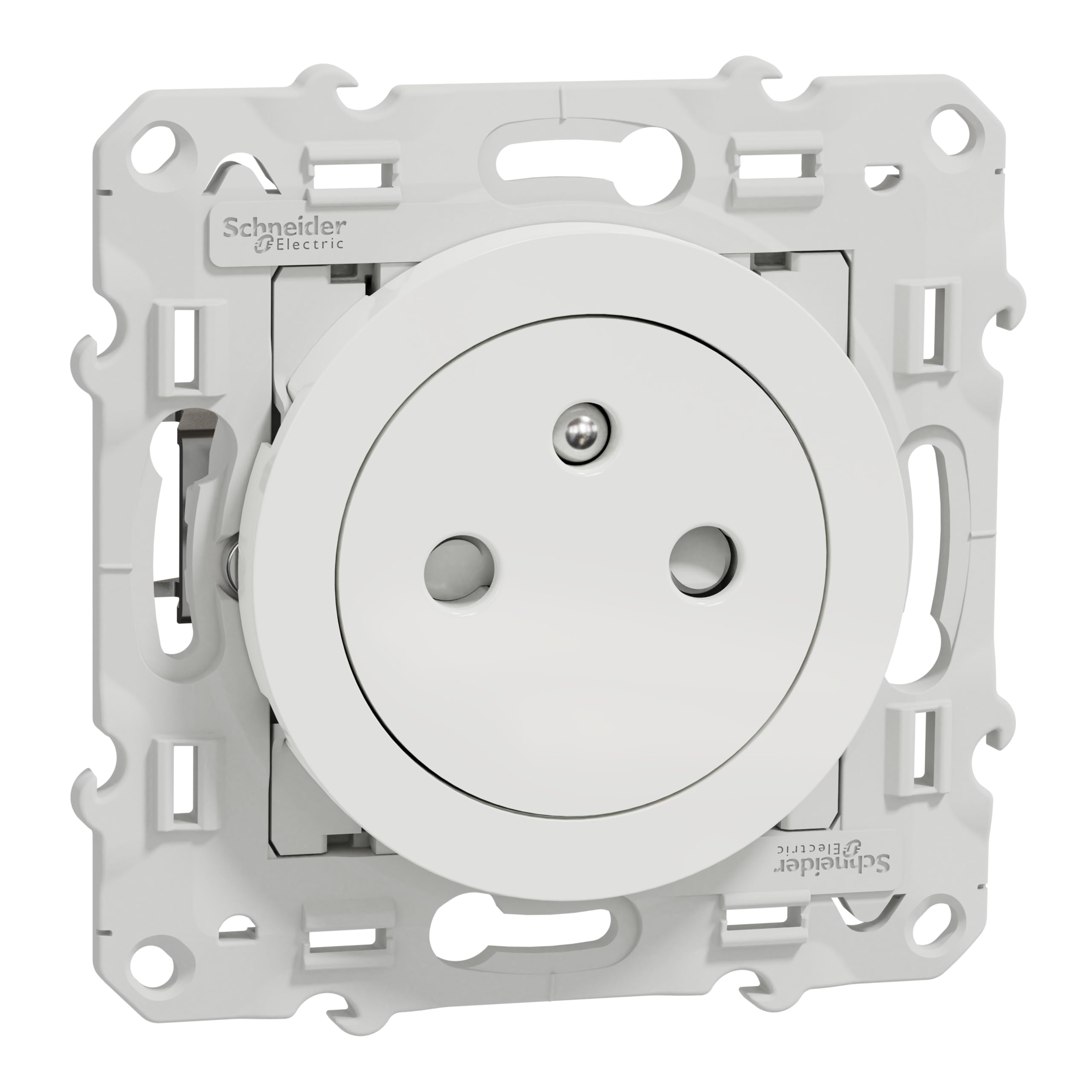 Schneider Electric - Odace - Prise de courant 2P+​T affleurante - Blanc - avec griffes - S525052