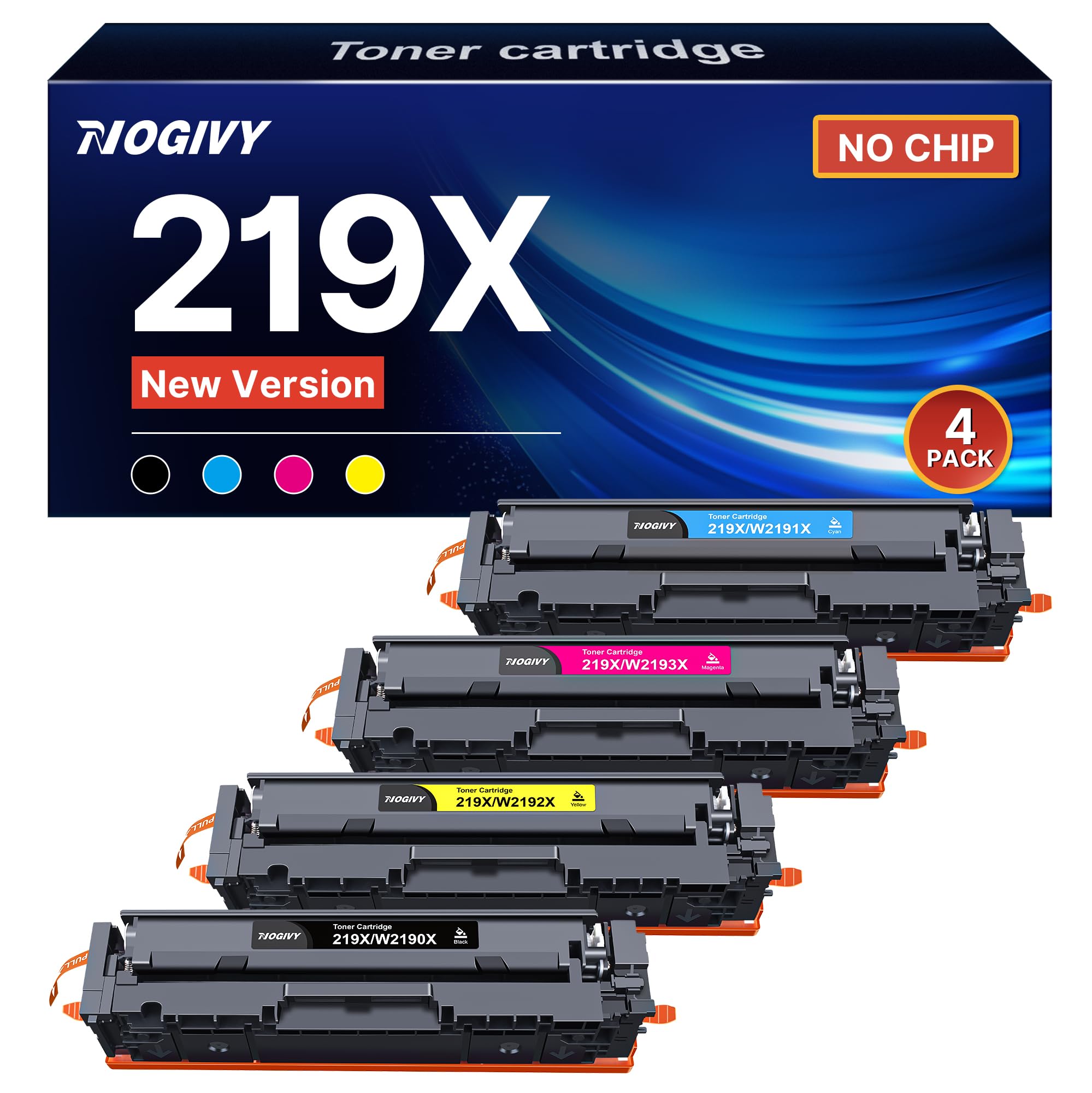 219X Toner Kompatibel für HP 219A 219X Toner für HP Color LaserJet Pro MFP 3302FDWG 3302SDWG 3302FDNG 3202DW 3302FDW 3302SDW 3302FDN 3202DN W2190A (1 Schwarz 1 Cyan 1 Gelb 1 Magenta, 4er-Pack)