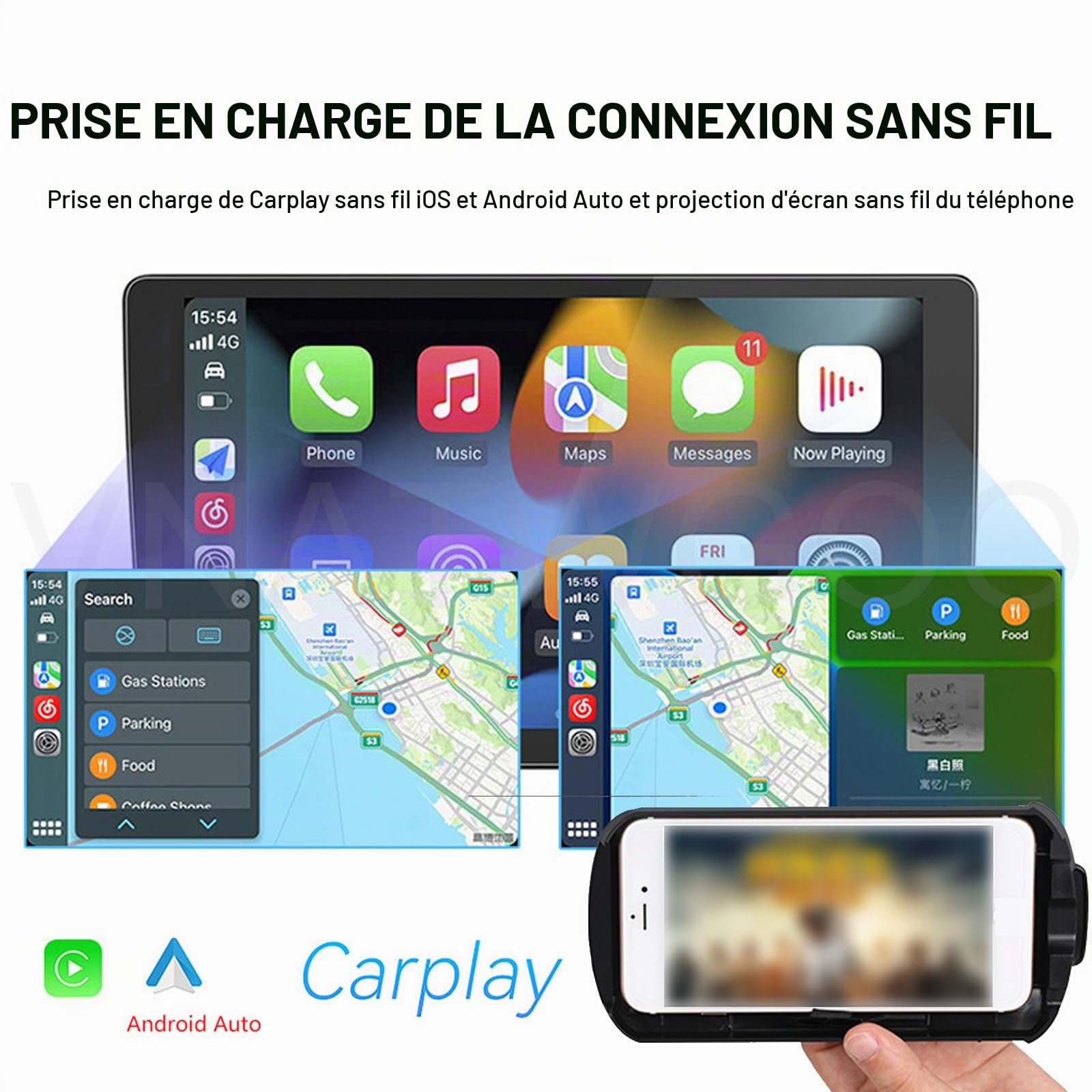 TéLéViseur IPS 10,1" / 11,6" pour Appuie-TêTe De Voiture, Lecteur pour SièGes ArrièRe, Moniteur pour Voiture, Projection D'éCran sans Fil, SystèMe De Divertissement,11.6Inch