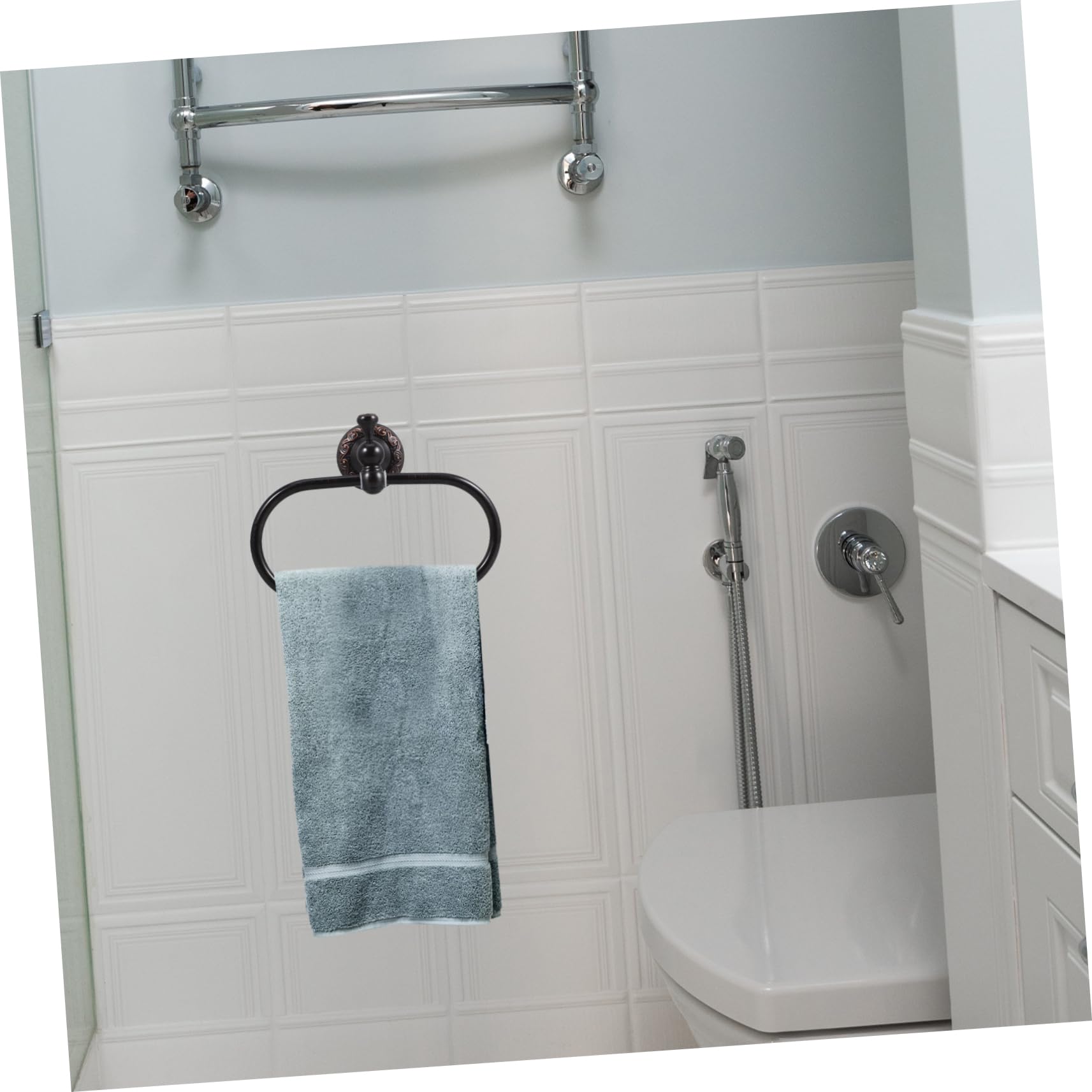 jojofuny Portasciugamani ad Anello in Rame Portasciugamani da Parete per Bagno Design Retrò Moderno Salvaspazio per Appendere Asciugamani e Accessori in Cucina e Bagno