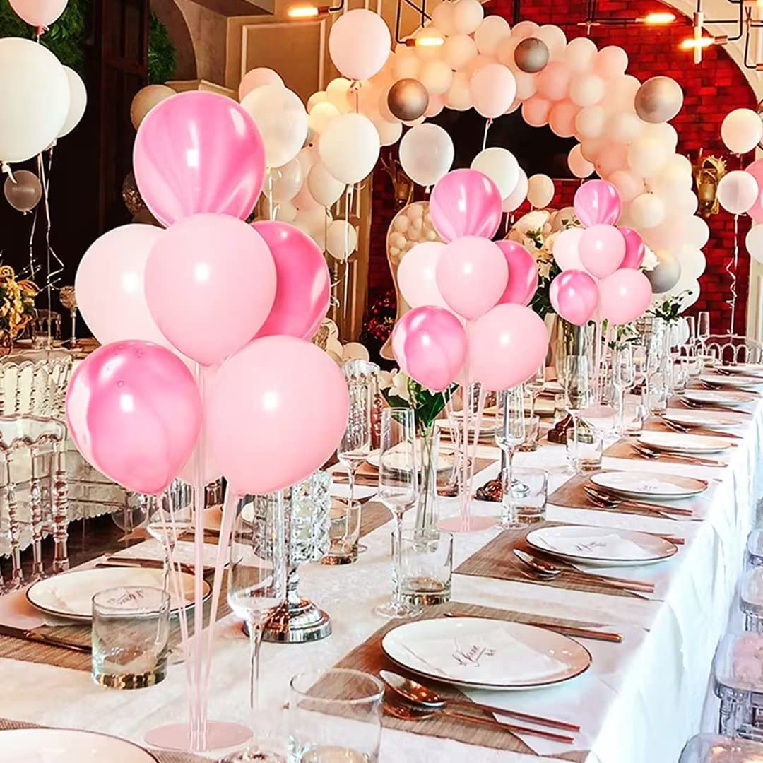 Set Supporti Per Palloncini Con 28 Palloncini - 4 Porta Palloncini Trasparenti Per Matrimoni, Compleanni, Feste - Foto 7