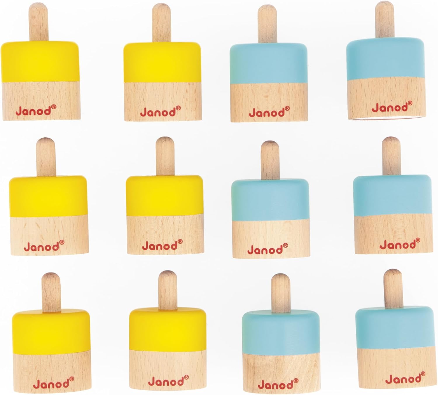 Janod Sensory Game Memo - 12 Sound Blocks with 6 Sounds to Be Combined in Pairs - Develops Hearing and Hearing Memory - Awaken Senses - Wooden Toy - from 3 Years - J05309, J05309, Multi-Coloured