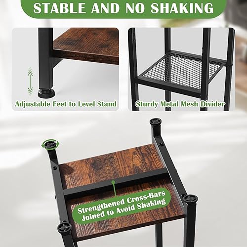 Miniatura 3 de Soporte para plantas extra alto para interiores, soportes para plantas de 40 pulgadas, soporte de metal de 3 niveles con estante de madera