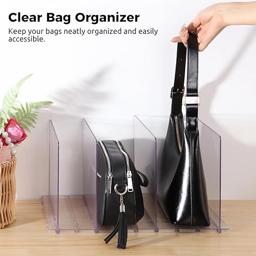 Miniatura 3 de Lnrueg Organizador de bolso, divisor de estante de armario transparente, organizador de almacenamiento de bolso desmontable, soporte de exhibición