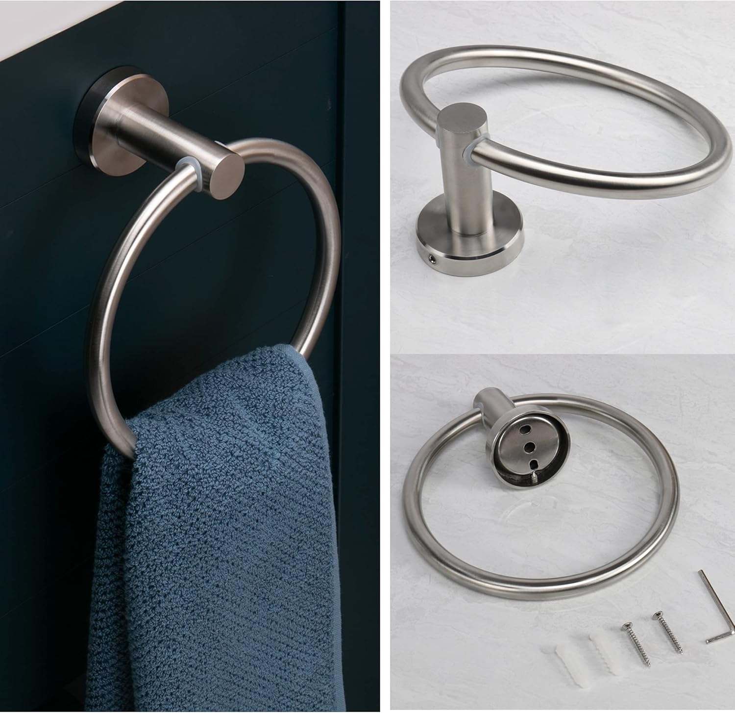 Vanloory Bathroom Hardware Set- 4 Pieces Set Included Toilet Paper Holder+Towel Ring+2 Towel/Robe Hooks, All Made of 304 Stainless Steel Wall Mounted Bathroom Accessory Kit. (Brushed) : Tools & Home Improvement