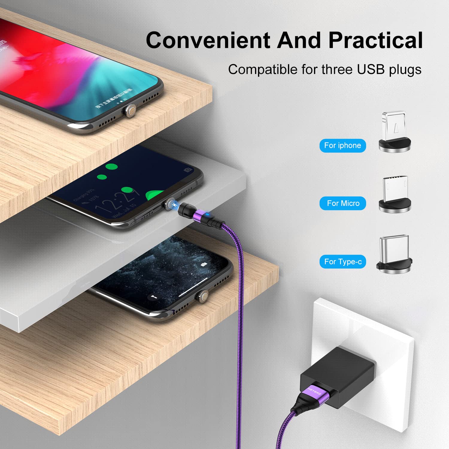 NetDot 10th Génération Adaptateur Agnétique,Chargeent Rapide Et