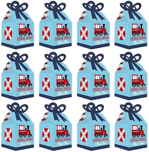 Miniatura 4 de Big Dot of Happiness Fiestas de ferrocarril  Cajas de regalo cuadradas  Tren de vapor fiesta de cumpleaños o Baby Shower Bow Box  Juego de 12