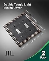 Vista 2 de Paquete de 2 cubiertas de placa de interruptor de luz de doble palanca, cubiertas decorativas de placa de doble interruptor Pearls, placa de pared