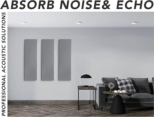 Miniatura 6 de Paneles acústicos, paquete de 2 paneles acústicos envueltos en tela de 36 x 12 pulgadas, paneles de pared acústicos insonorizados que absorben el