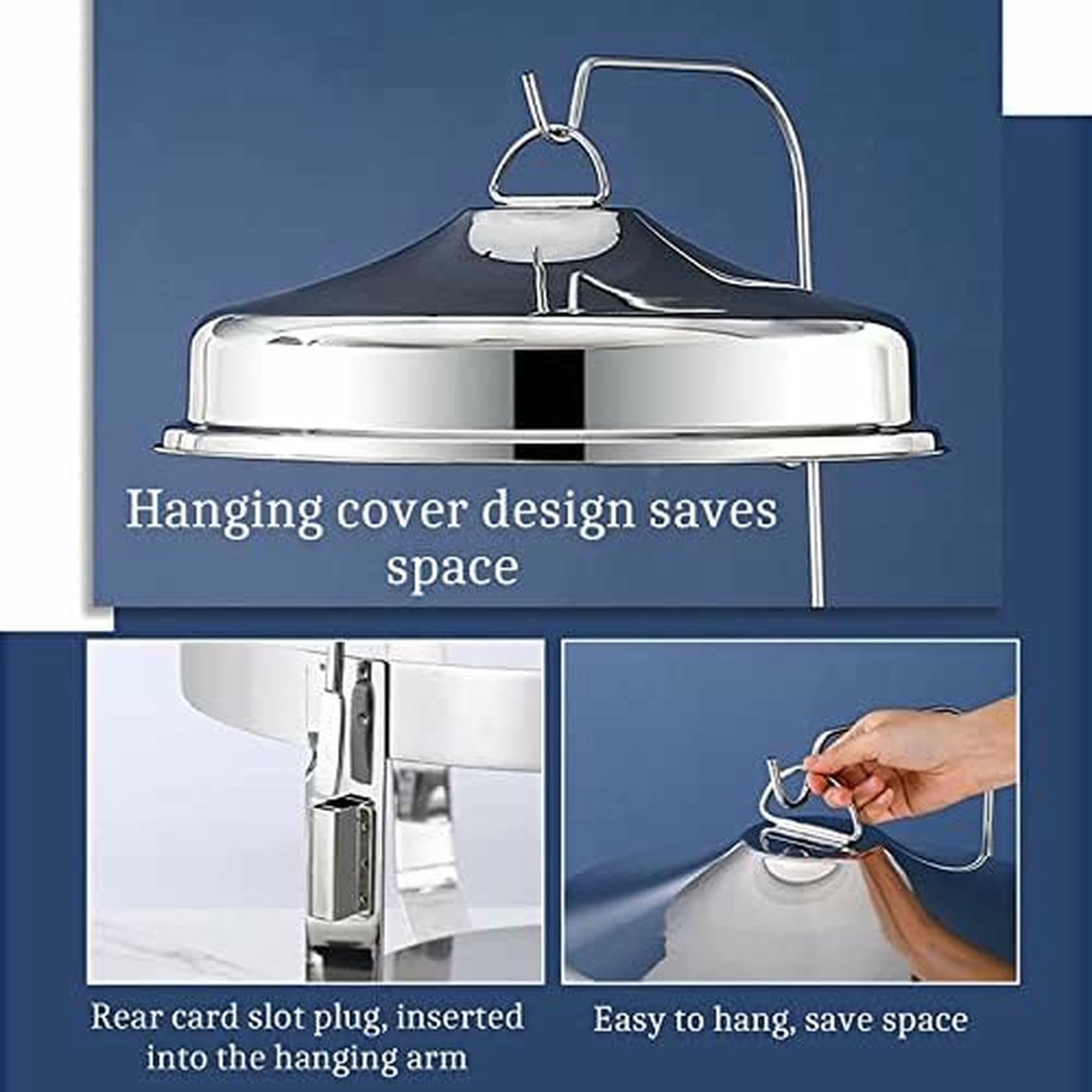 Chafing Dish in Acciaio Inossidabile con Coperchio sospeso, Set di contenitori riscaldanti per Buffet di Catering, Inclusi teglia per Cibo, teglia per Acqua, Contenitore per combustibile~/