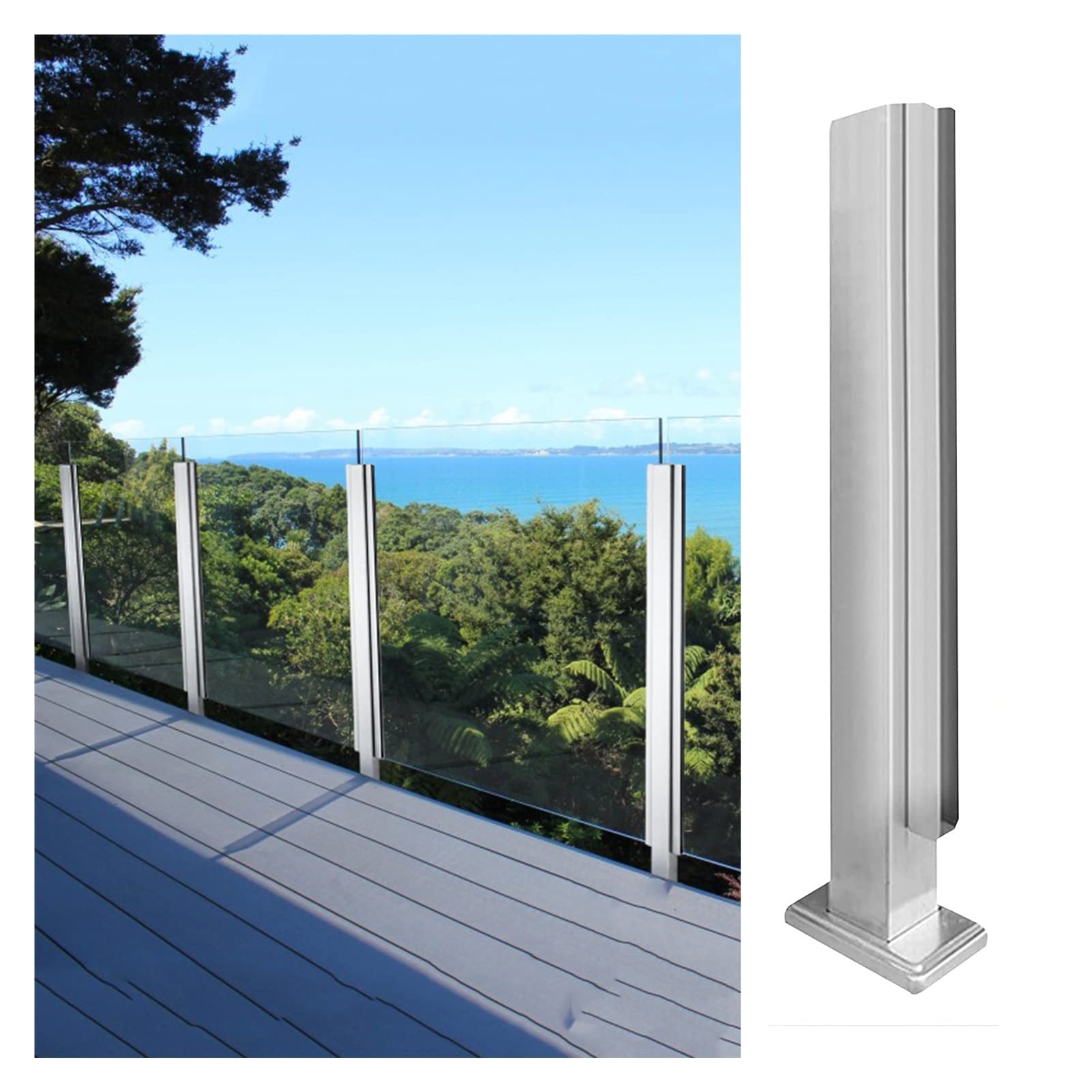 Poste de barandilla gris de 65 cm para balcón y valla de terraza exterior