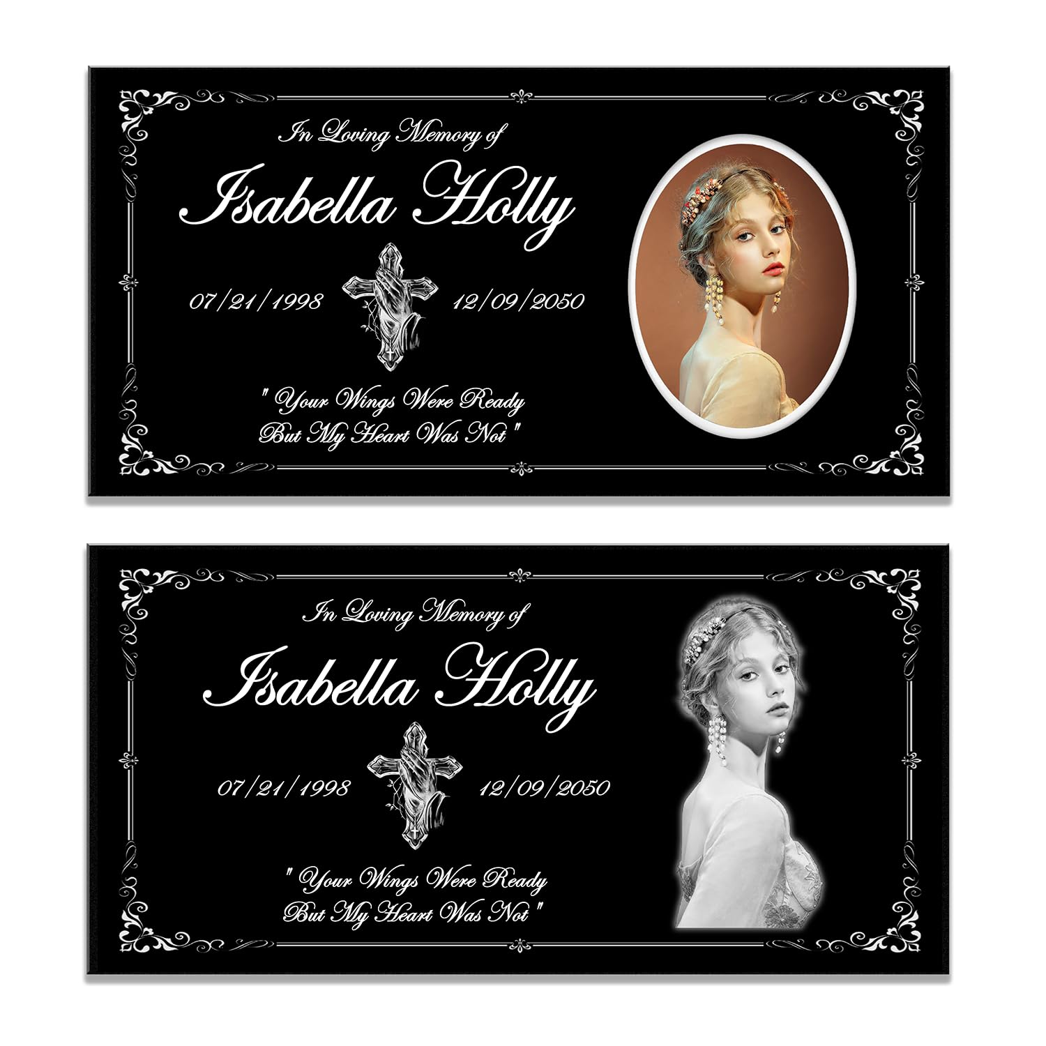 Sponsored Ad - Human Memorial Stone Personalized, Customized Permanent Use Porcelain Photo, Grave Marker, Headstones for Graves, Grave Markers for Cemetery for Humans, Memorial Plaque Outdoors