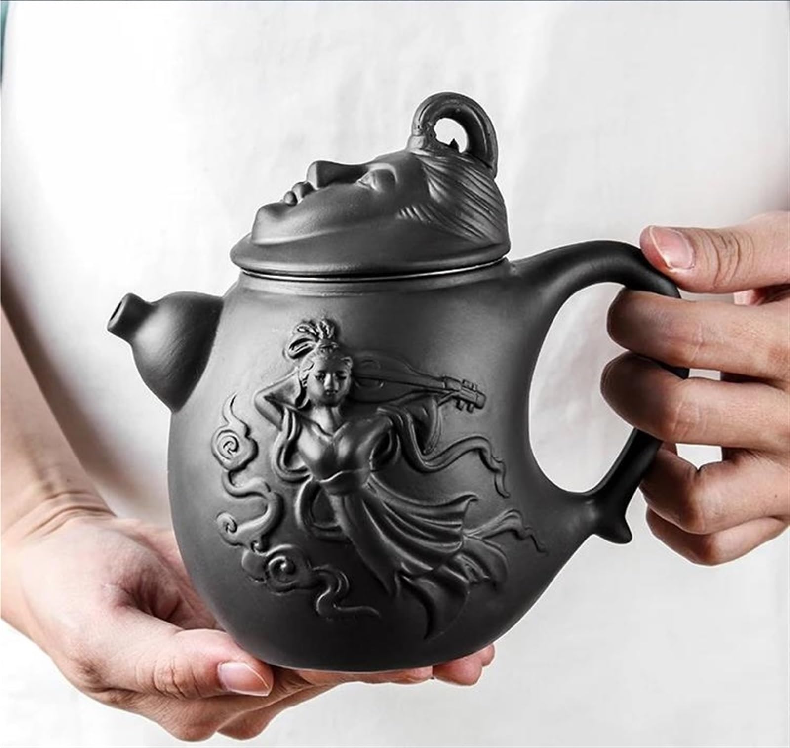 Teiere Servitori Di Caffè Set Da Tè Da Viaggio Set Da Tè Kung Fu Per Uso Domestico 600ml Filtro In Acciaio Inossidabile Incorporato Teiera In Argilla Viola Teiera Feitian Di Grande Capacità Teiere Ser