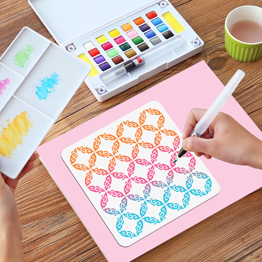 Lot De 16 Pochoirs Réutilisables En Plastique 20x20 Cm - Citations Inspirantes Et Motifs Pour Peinture Sur Bois, Mur, Tissu
