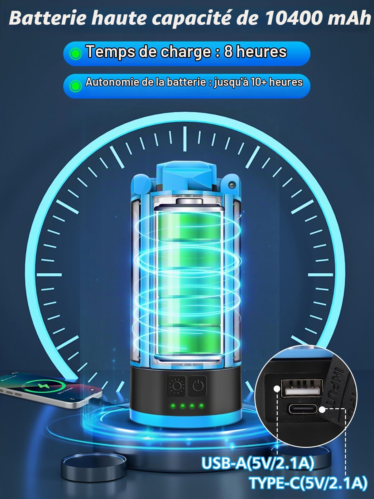 11000mAh Projecteur de Chantier LED Rechargeable avec Trépied, Lumières de Travail sans Fil à 3 Têtes, Lampes Portables Extérieures avec Blanc Froid 6500K Réglable, Trépied Démontable