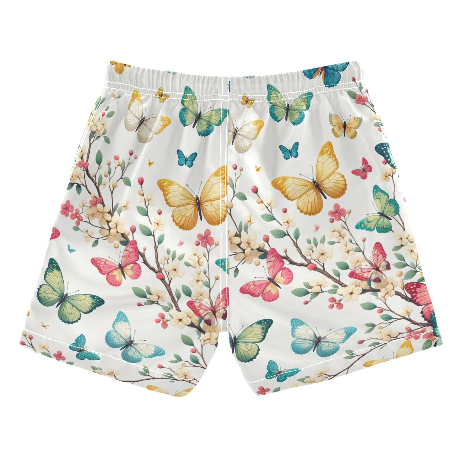 FLildon Bright Butterflies on Tree Boys Swim Trunks with Mesh Lining Quick Dry Beach Board Shorts, 4T