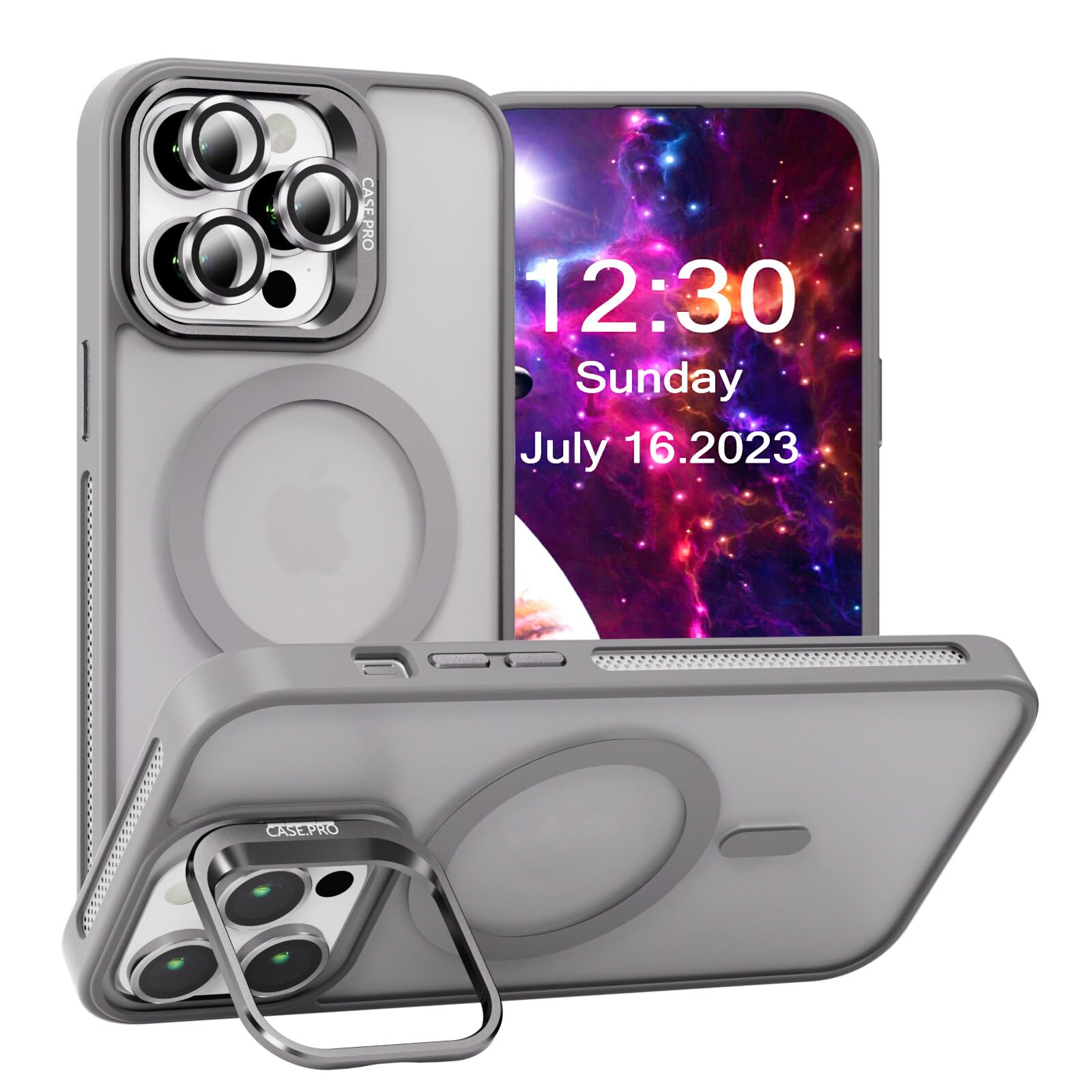 CasurvivePro Custodia Magnetica, Adatto per iPhone 16 Plus, Custodia per fotocamera, Supporta la Ricarica Senza Fili, Opaco, Ultra Sottile Antiurto, Materiale Pc, Custodia rigida per Telefono, Grigio