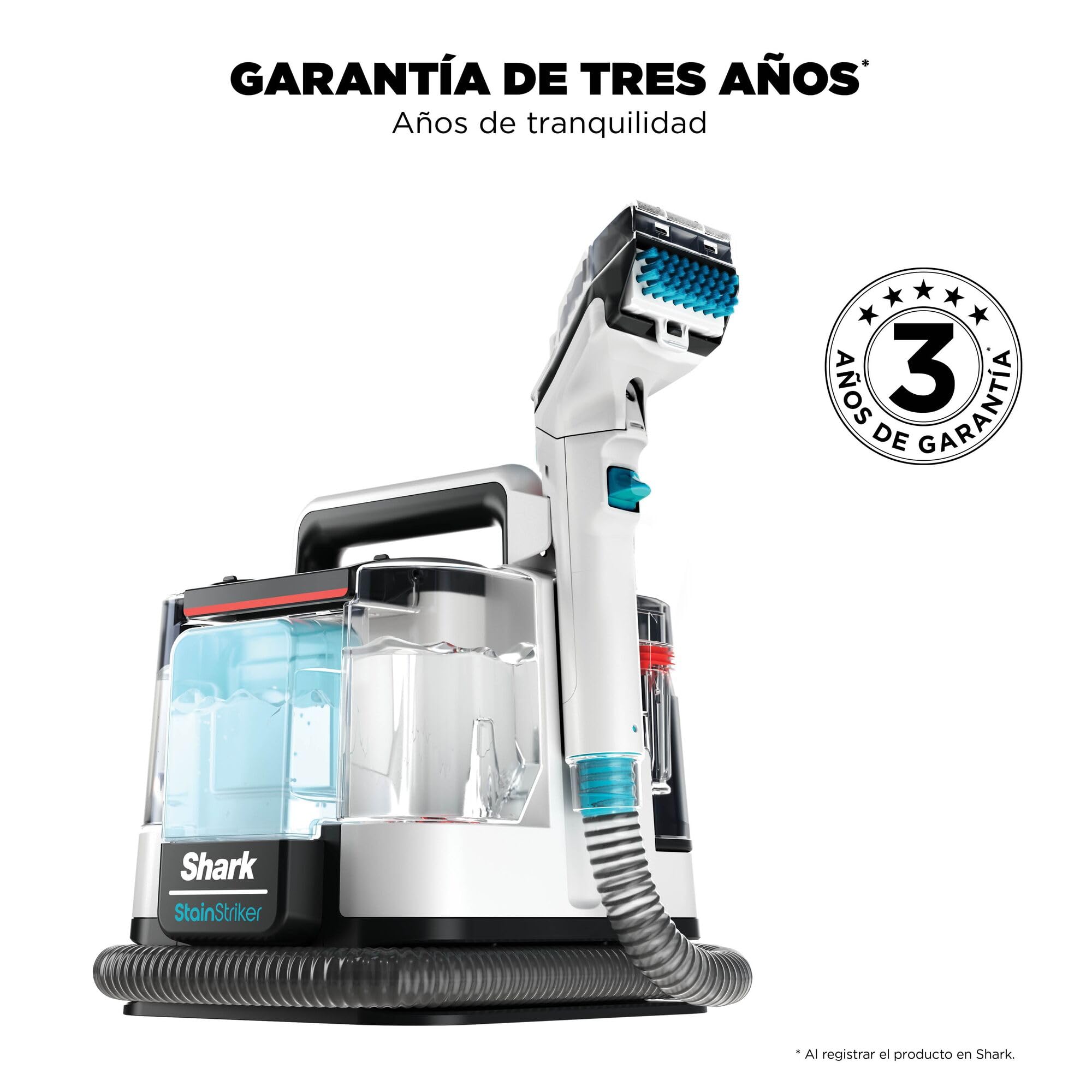 Shark StainStriker Limpiador de manchas con 5 accesorios, minicepillo para pelo de mascotas, boquilla estrecha, tubo de limpieza, 2 x soluciones de limpieza incluidas, ligero y portátil, 450W PX200EUT