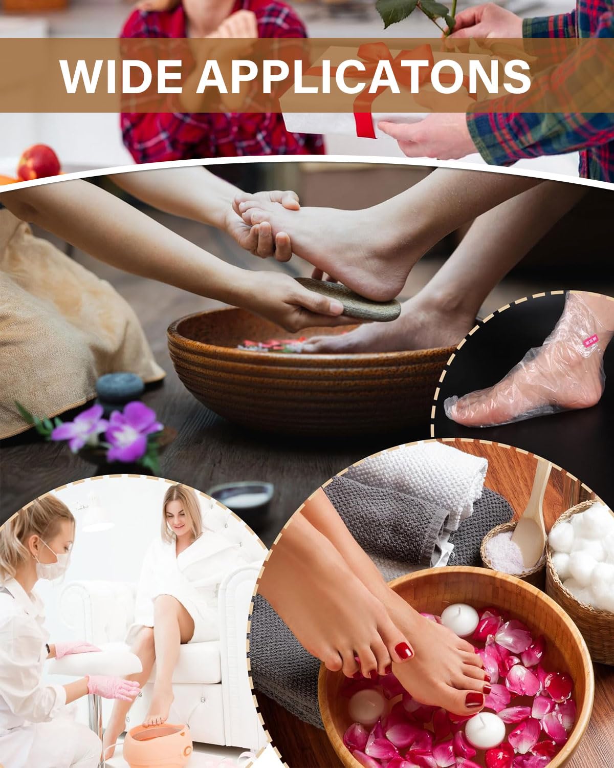 100 Piezas Calcetines de Baño de Parafina,Bolsas de Pedicura de Plástico Transparente Revestimientos de Bño de Cera Parafina para Cera Caliente SPA Cuidado de Pies Accesorios