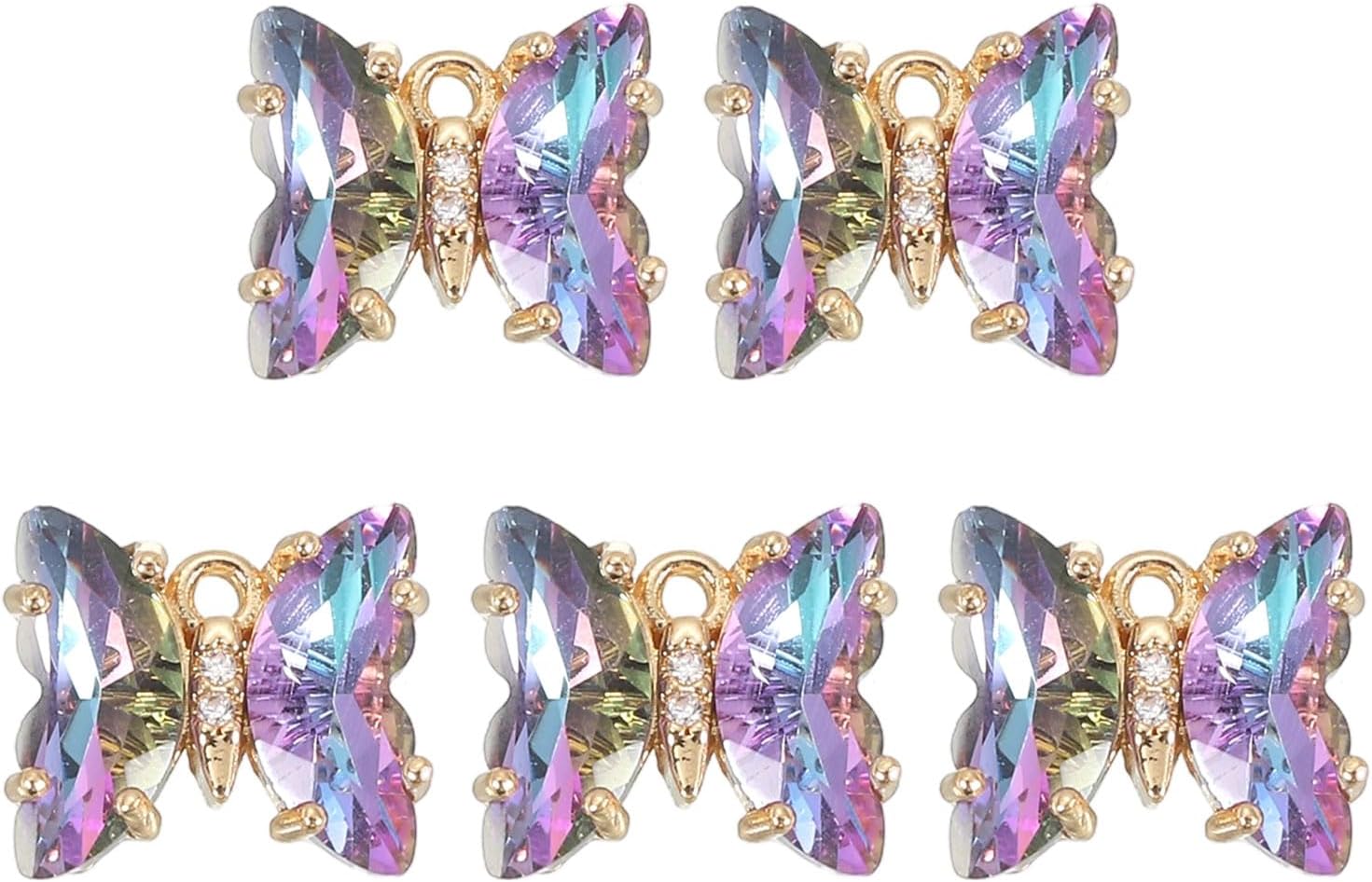 uxcell Crystal Gold Plated Butterfly Charm, Brass Zircon Charm Pendant for Jewelry Making DIY Bracelet Necklace Earring Phone Accessories Keychain Crafting