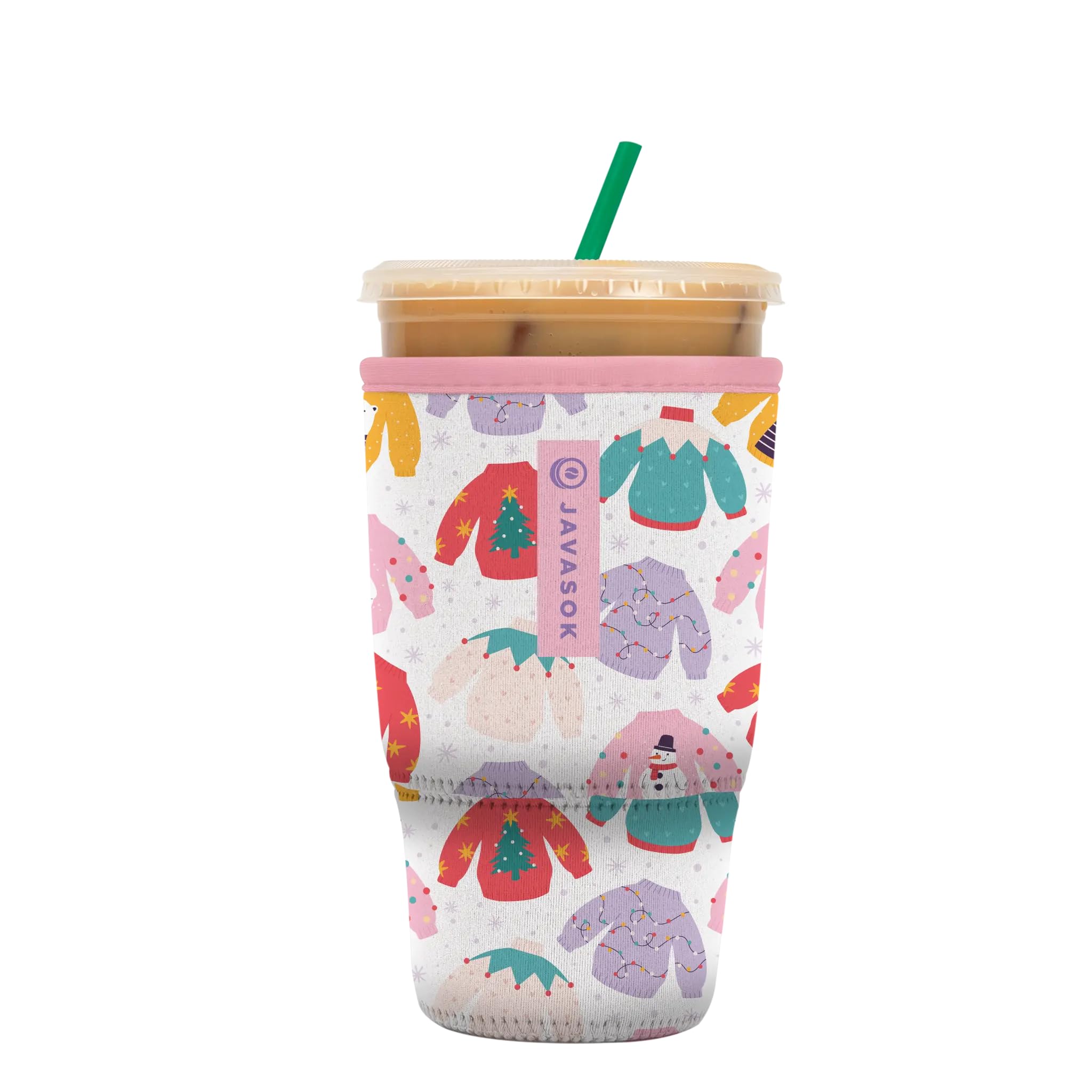 Sok It JavaSok Iced Coffee &amp; Cold Soda Insulated Neoprene Cup Sleeve (Cozy Knits, Large: 30-32oz)