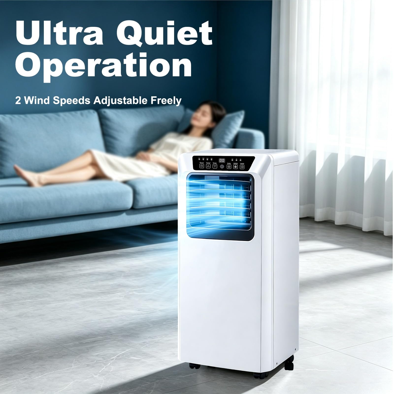 Condizionatore Portatile Compatto per Mansarda | Climatizzatore Mobile con Livelli di Ventilazione Variabili, Filtro Lavabile e Utilizzo Facile in ogni Stanza(12000BTU)
