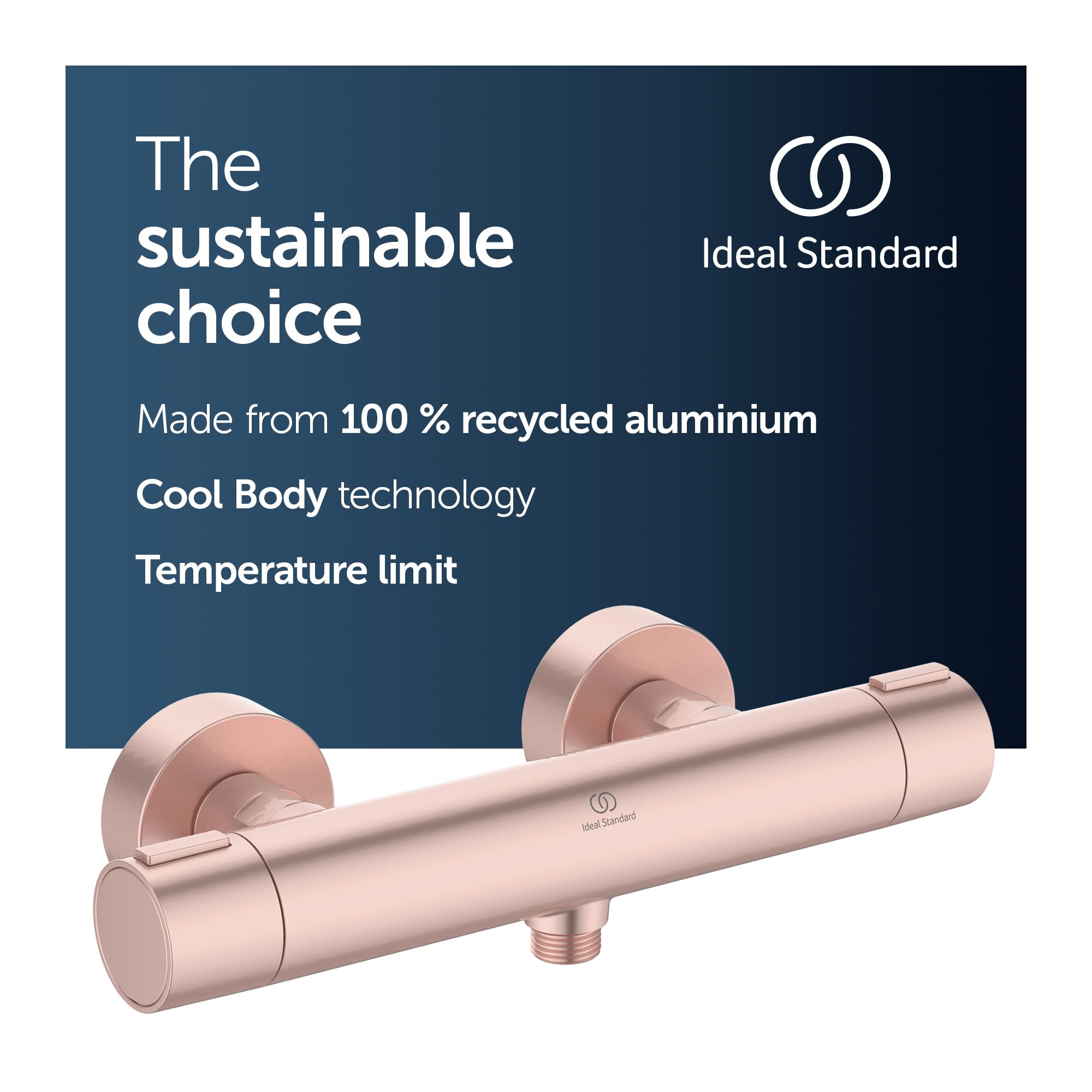 Ideal Standard Ceratherm Alu+ Monomando ducha exterior wykonany w 100% z aluminium pochodzącego z recyklingu, energooszczędne i wodne z funkcją termostatu, kolor różowy (292 x 105 x 72 mm)
