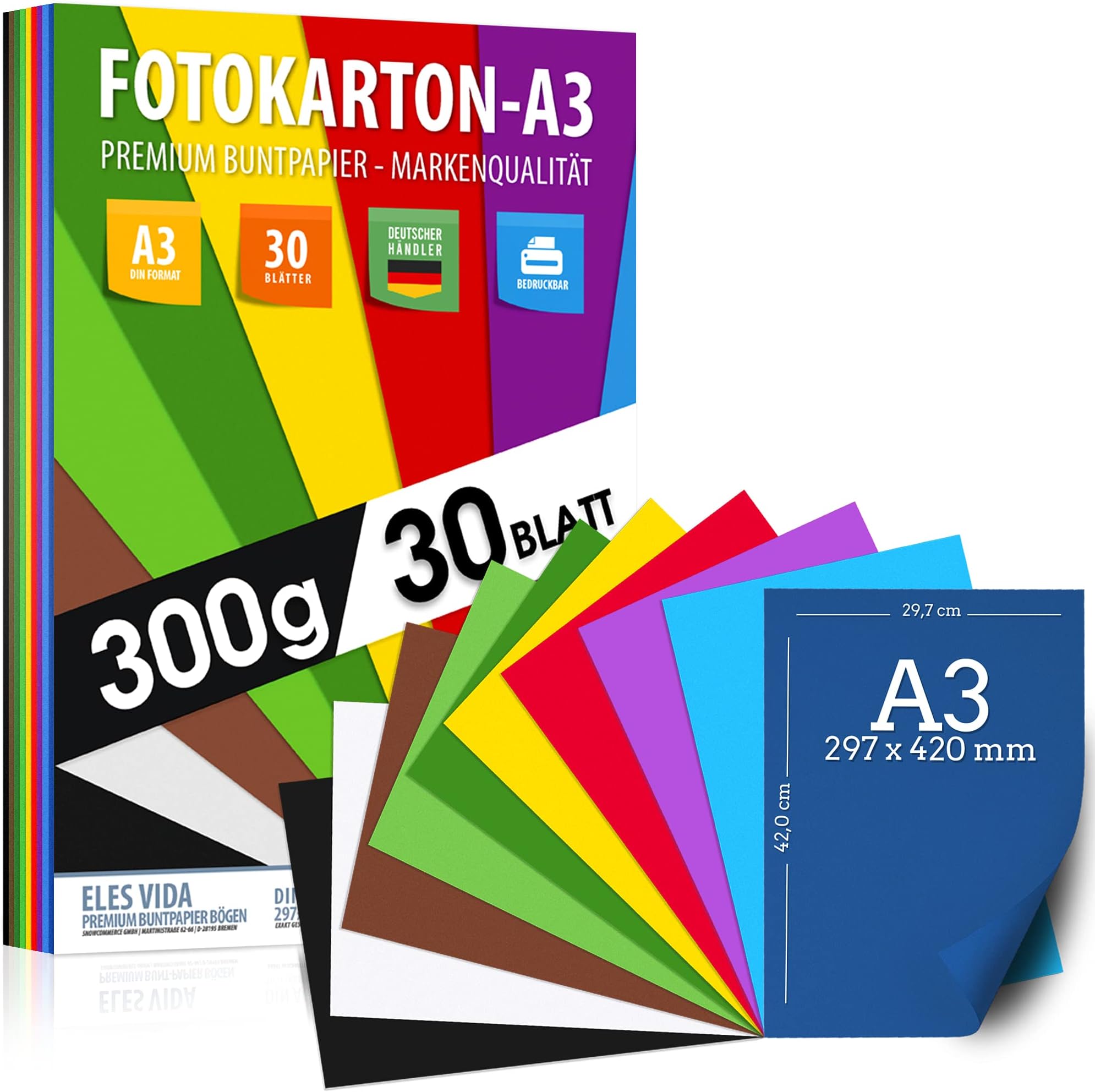 50 Feuilles Carton Photo DIN A2 Blanc 300g/m² - Carton Recyclé épais, Certifié Ange Bleu, Made In Germany - 5