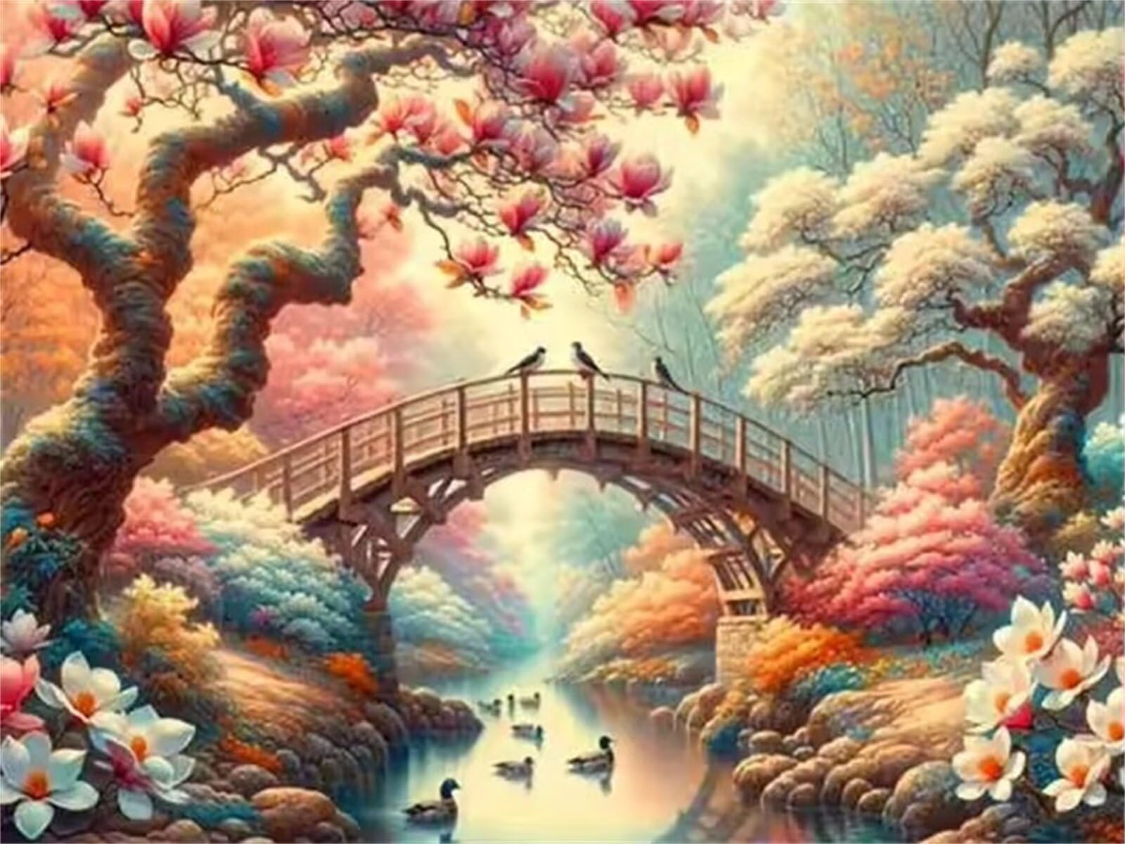 Most rzeczny Garden Puzzle 1500 sztuk,Puzzle DIY dla dorosłych,Klasyczna łamigłówka dla dorosłych Kreatywna rozrywka, wymagające gry