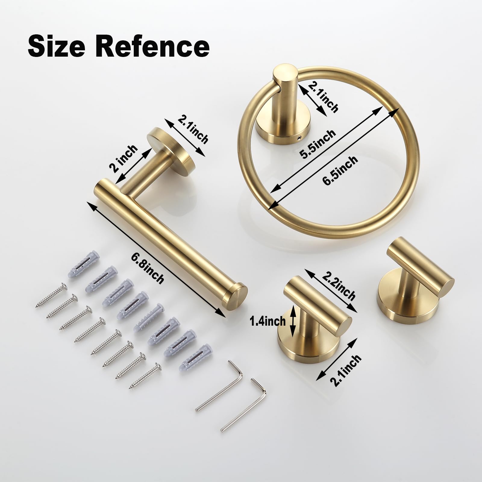 Set Accessori Bagno 5 Pezzi Oro Spazzolato: Porta Asciugamani Da 61 Cm (a Sezioni Girevoli), Porta Carta, Anello E Gancio. In Acciaio Inox SUS304, Elegante E Resistente Alla Ruggine.