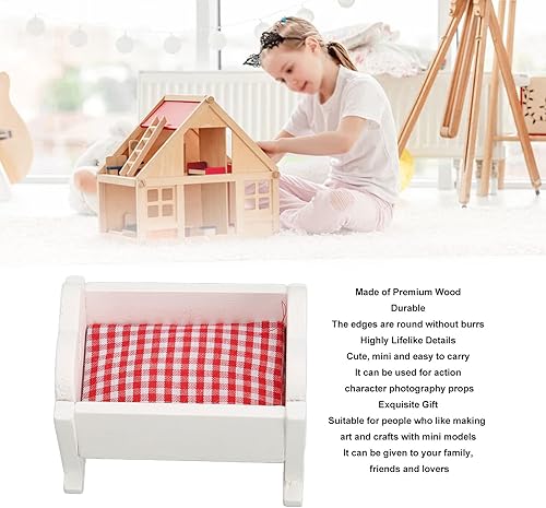 Miniatura 7 de Keenso Cuna en miniatura, 3 piezas de madera de pino para muñeca de bebé, cama de cuna realista, mini cuna para casa de muñecas a escala de 1/12 1/6