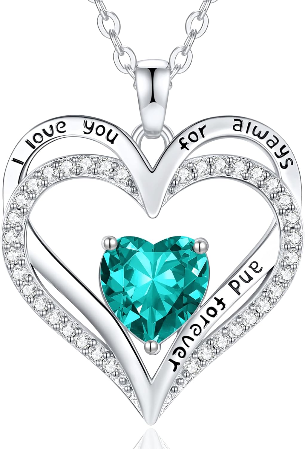 CDE Birthstone Necklaces for Women, 925 Sterling Silver Forever Love Heart Pendant Necklace, Birthday Jewelry Gift for Wife Mom Girlfriend Her