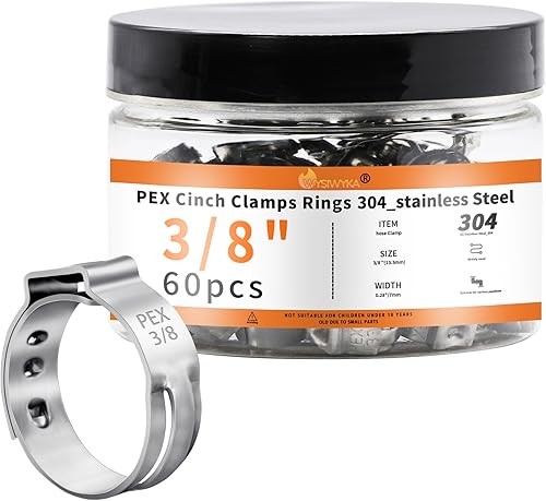 Miniatura 11 de 60 piezas de anillos de abrazaderas de cincha PEX de 1 pulgada, abrazaderas de manguera de una oreja de acero inoxidable 304, anillos de crimpado