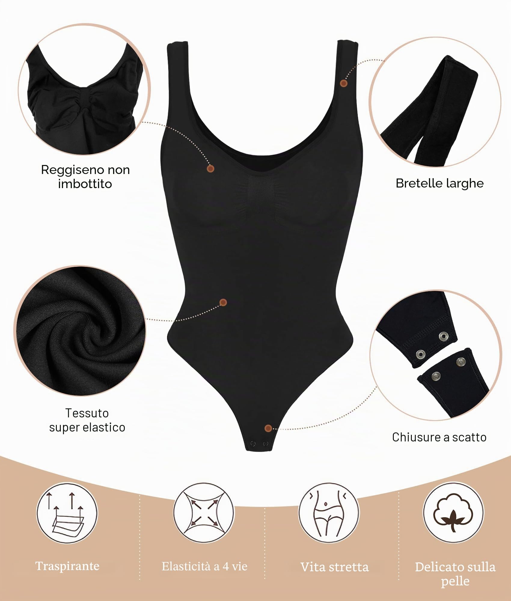 SHAPERX Donna Body Contenitivo Modellante Bodysuit Shapewear Intimo Guaina Snellente Shaper Shaping Figura Canotta