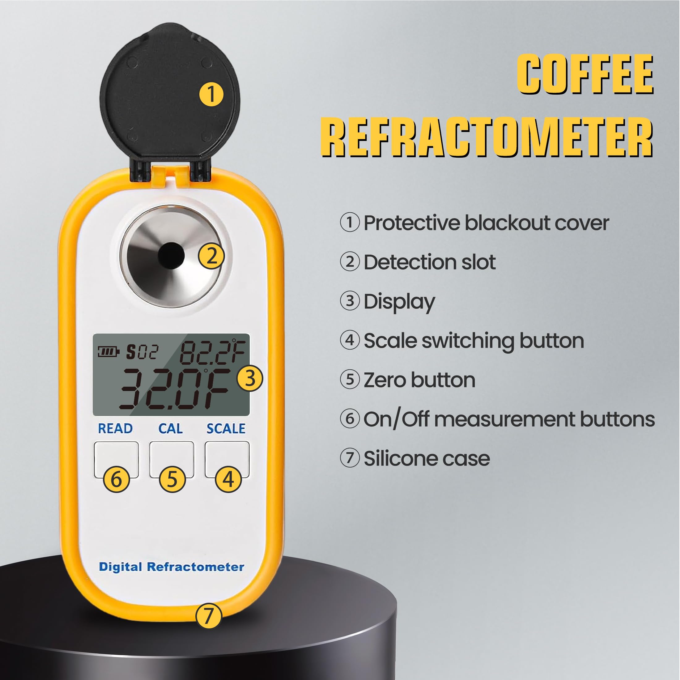 densitómetro, alta precisión Medidor de densidad de azúcar bebidas de café, café portátil Brix Medidor de TDS Digitales, Temperatura disponible