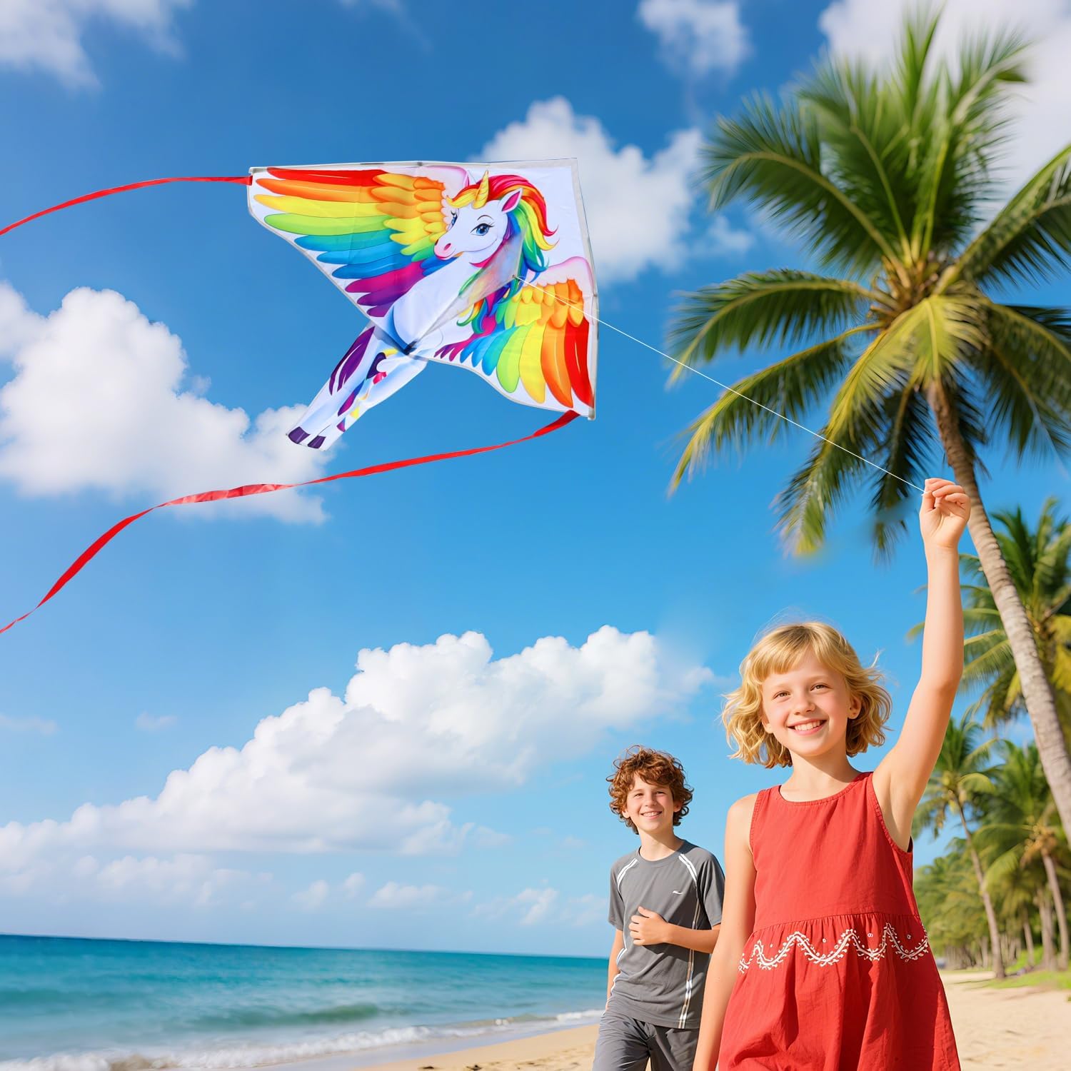 Xida Kites for Kids Ages 4-8, Large Kite for Adults, Easy to Fly Beach Kites with Handle and String,Perfect for Beginners,Beach,and Outdoor Flying Fun - Image 4
