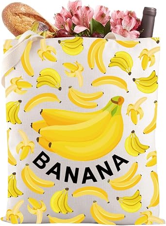 Gzrlyf Yellow Banana Tote Bag Banana Gift Banana Lover Gift Banana Fan Fruit Banana Reusable Shopping Bag