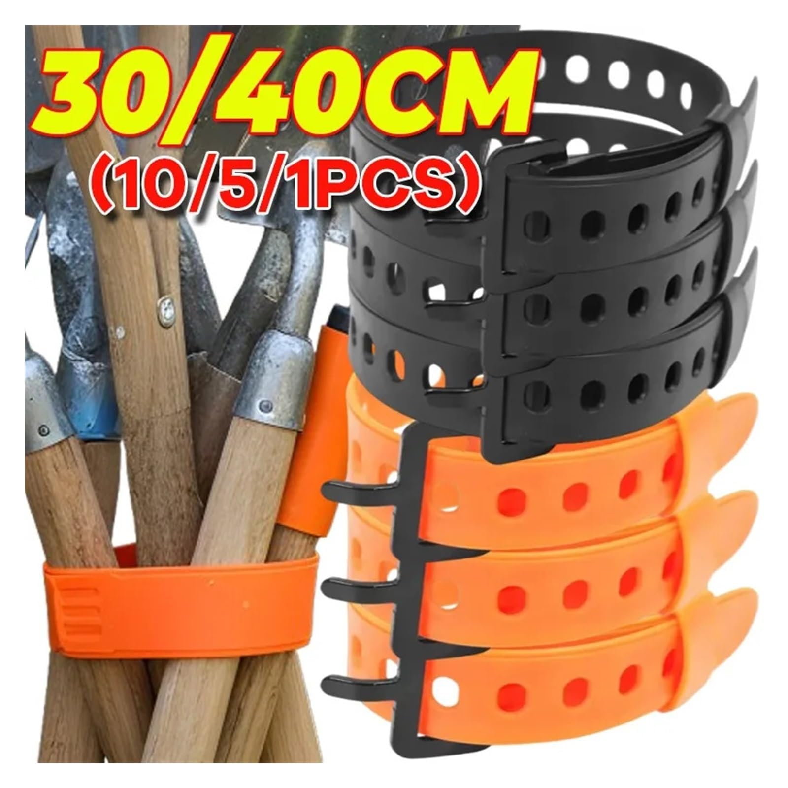 Cinghie in silicone Cinghie regolabili for l'organizzazione di cavi Attrezzi for esterni Attrezzatura da campeggio Fascette elastiche Escursionismo Riutilizzabili(Black(30cm) - 5pcs)