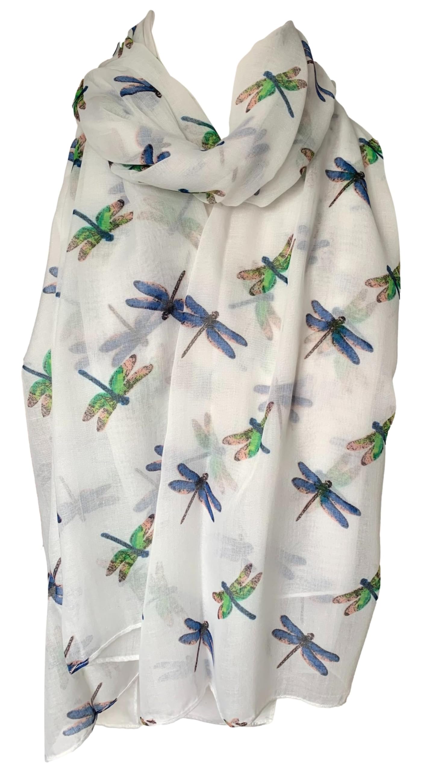 Purple Possum Women's White Purple Possum® Scarf Blue Green Dragonfly Pattern Lightweight Wrap Dragonflies Shawl