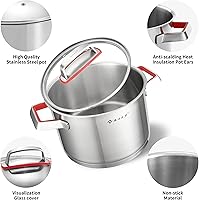 Vista 4 de NANFANG BROTHERS Olla de acero inoxidable de 5 cuartos de galón con tapa de vidrio, olla antiadherente de núcleo de cobre de grado alimenticio 316